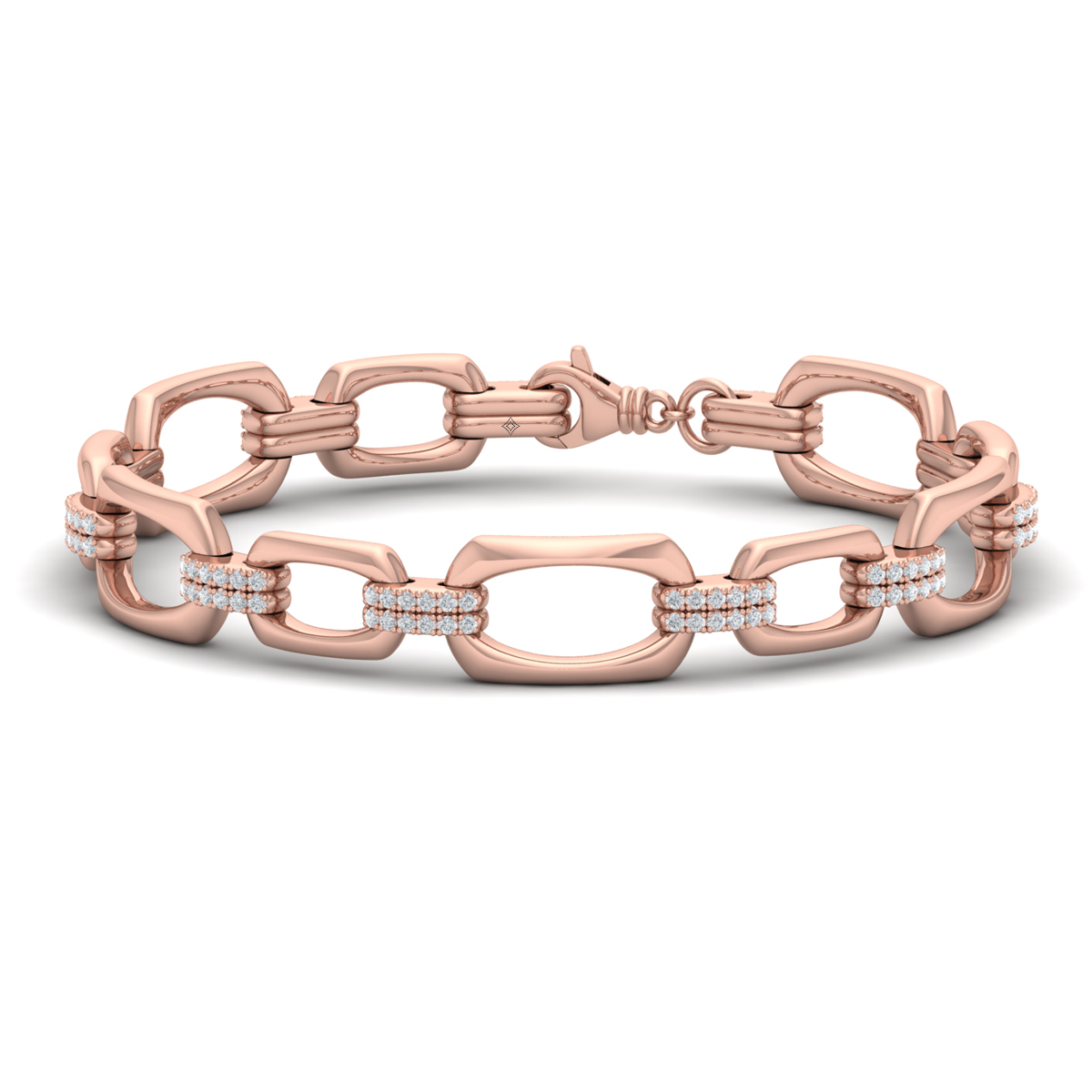 Diamond Accent East West Open Oval Link Bracelet