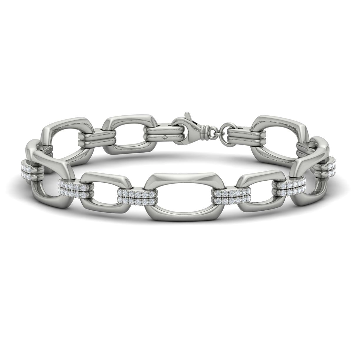 Diamond Accent East West Open Oval Link Bracelet