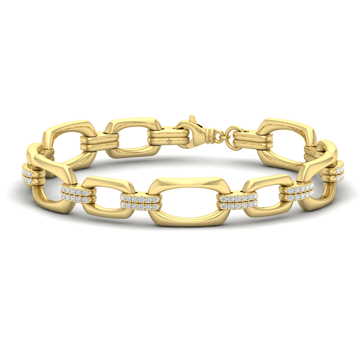 Diamond Accent East West Open Oval Link Bracelet