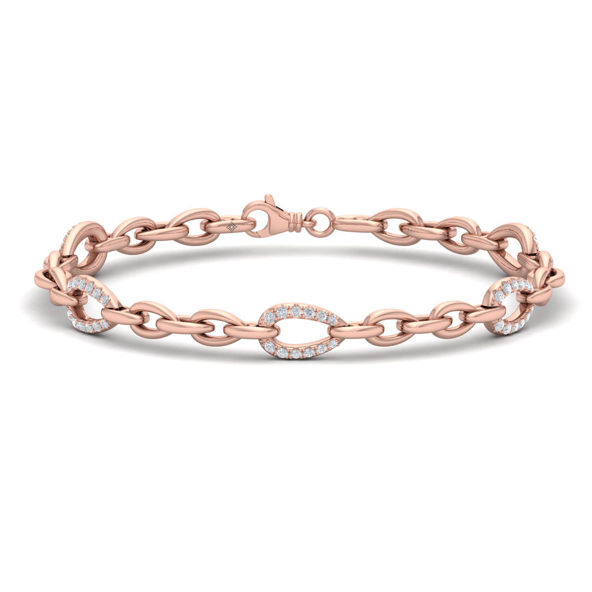 Diamond Open Tear Drop Link Bracelet