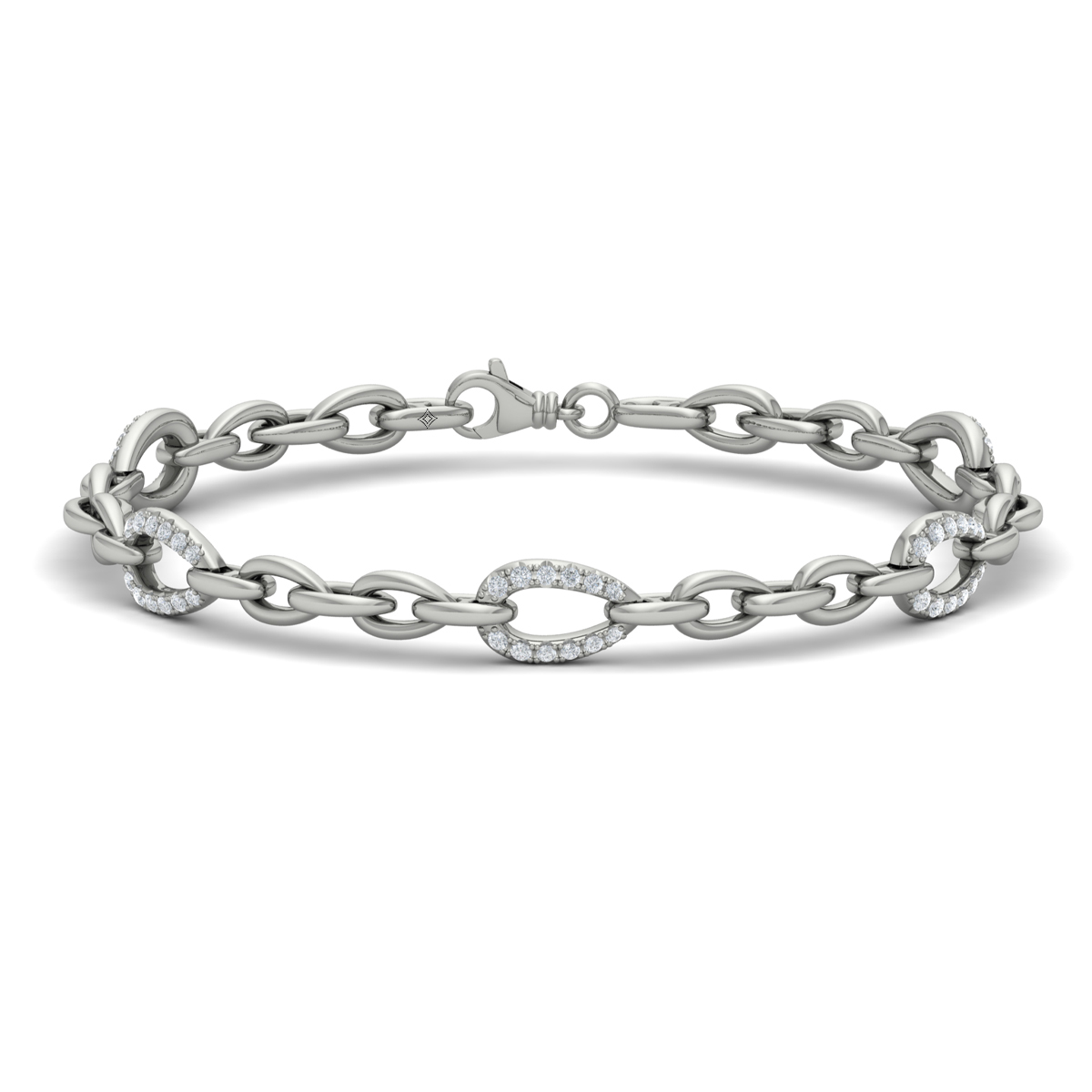Diamond Open Tear Drop Link Bracelet