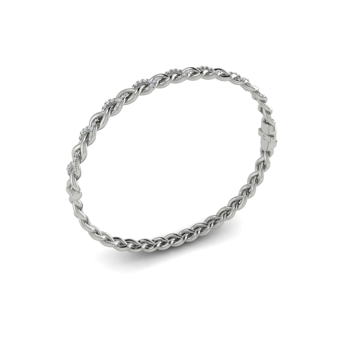 Alternating Diamond Twist Bangle Bracelet