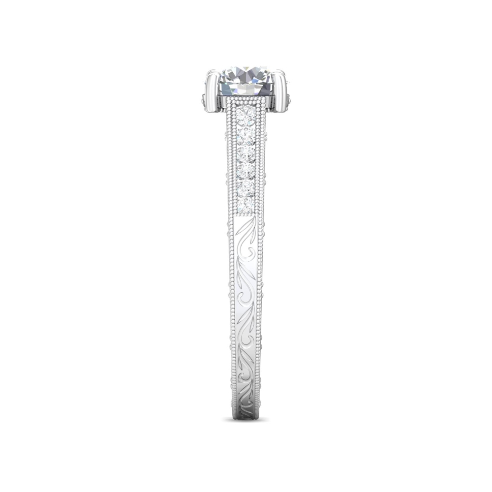 18K White Gold Round Diamond Engagement Ring