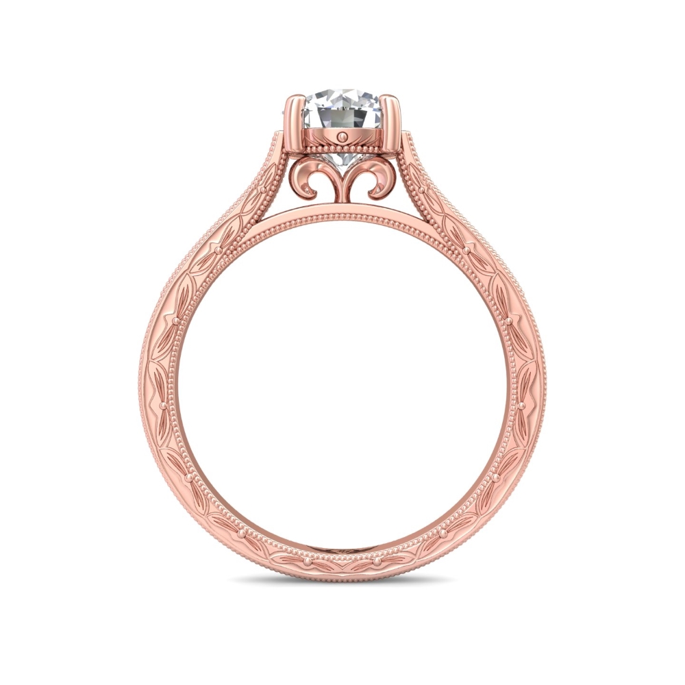 18K Rose Gold Round Diamond Engagement Ring