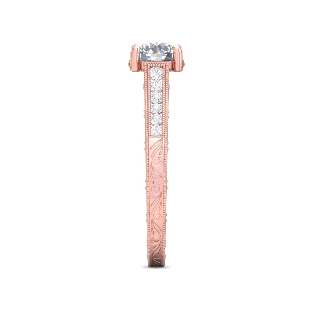 18K Rose Gold Round Diamond Engagement Ring