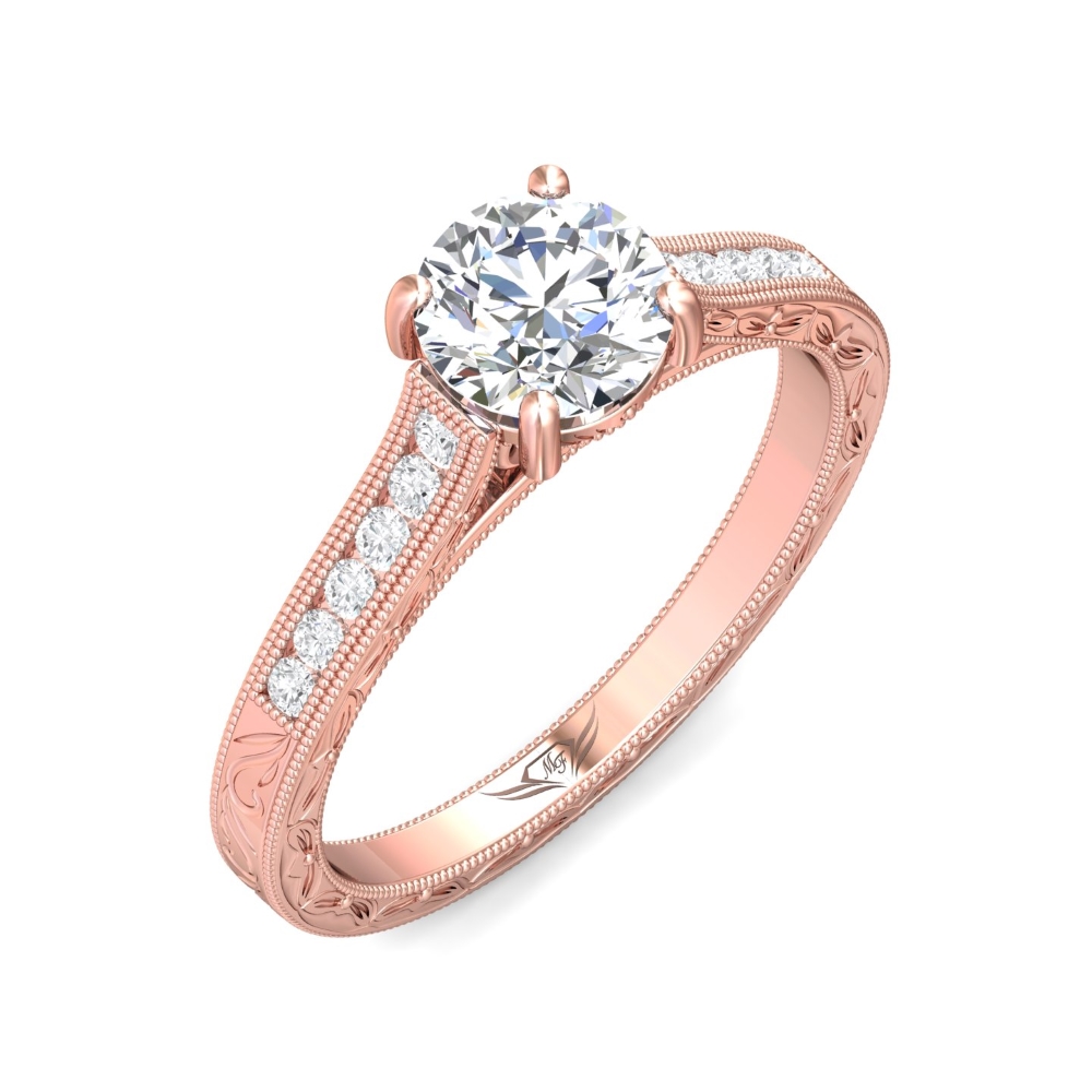 18K Rose Gold Round Diamond Engagement Ring