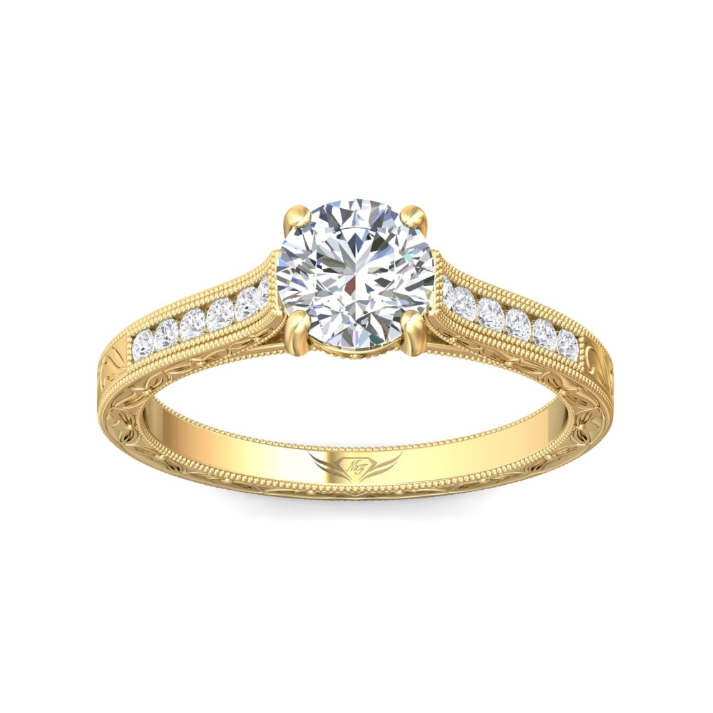 14K Yellow Gold Round Diamond Engagement Ring