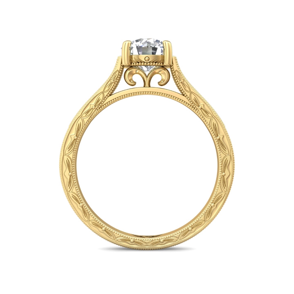 14K Yellow Gold Round Diamond Engagement Ring