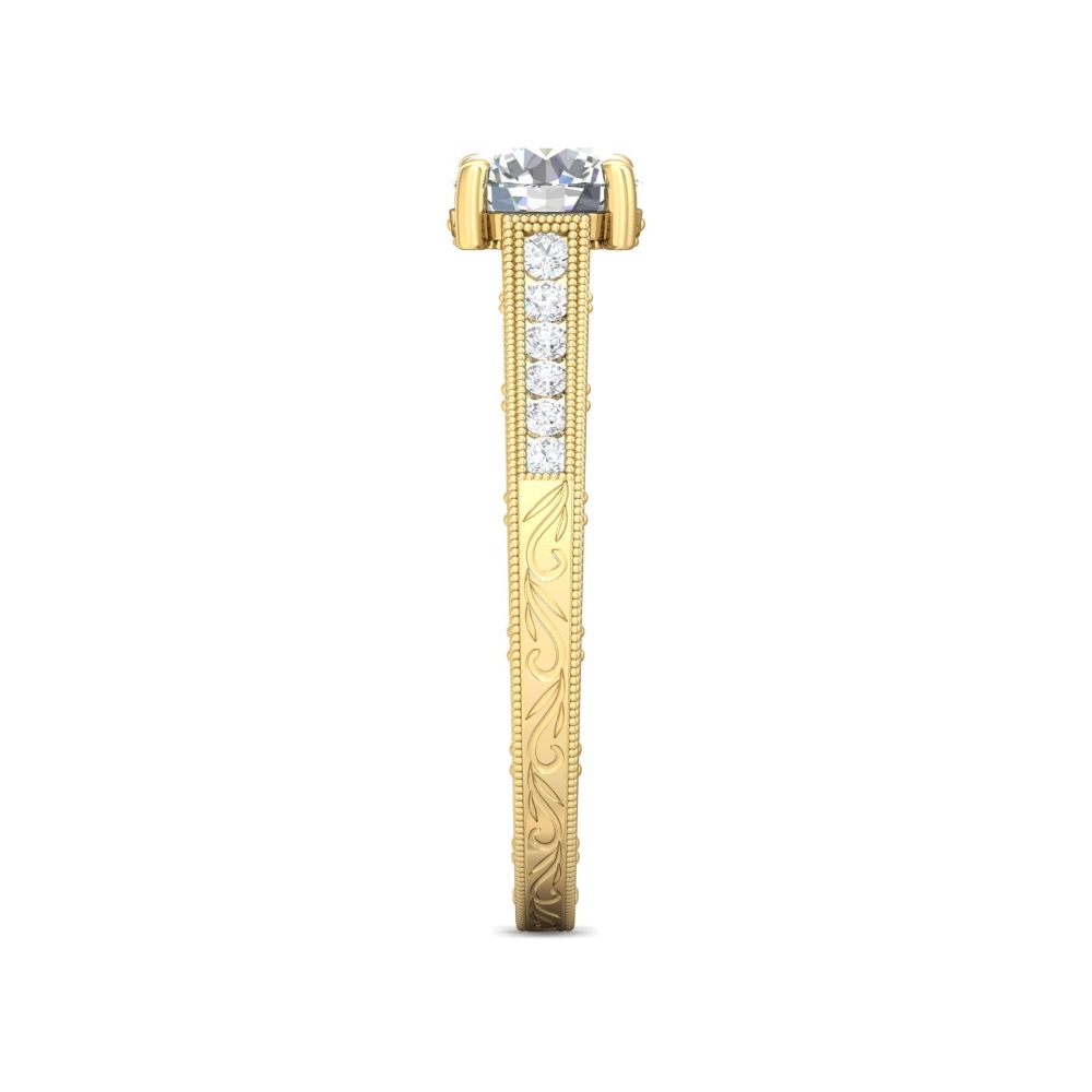 14K Yellow Gold Round Diamond Engagement Ring