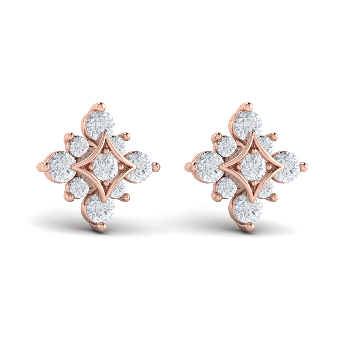 Floating Diamond Star Stud Earrings