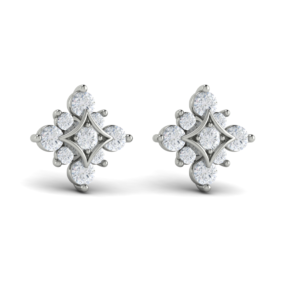 Floating Diamond Star Stud Earrings