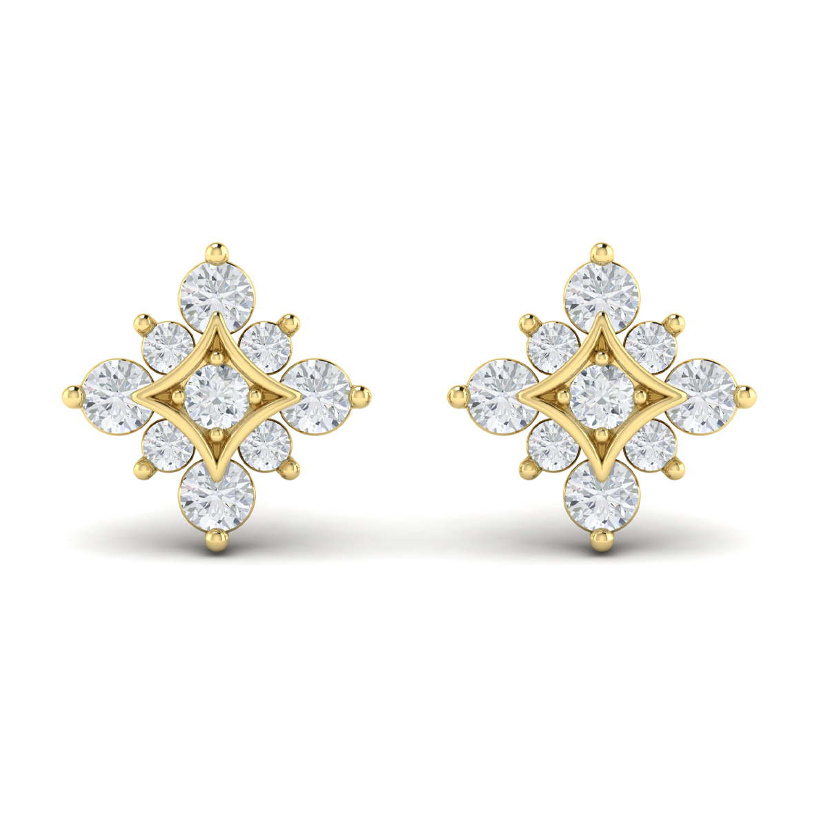 Floating Diamond Star Stud Earrings