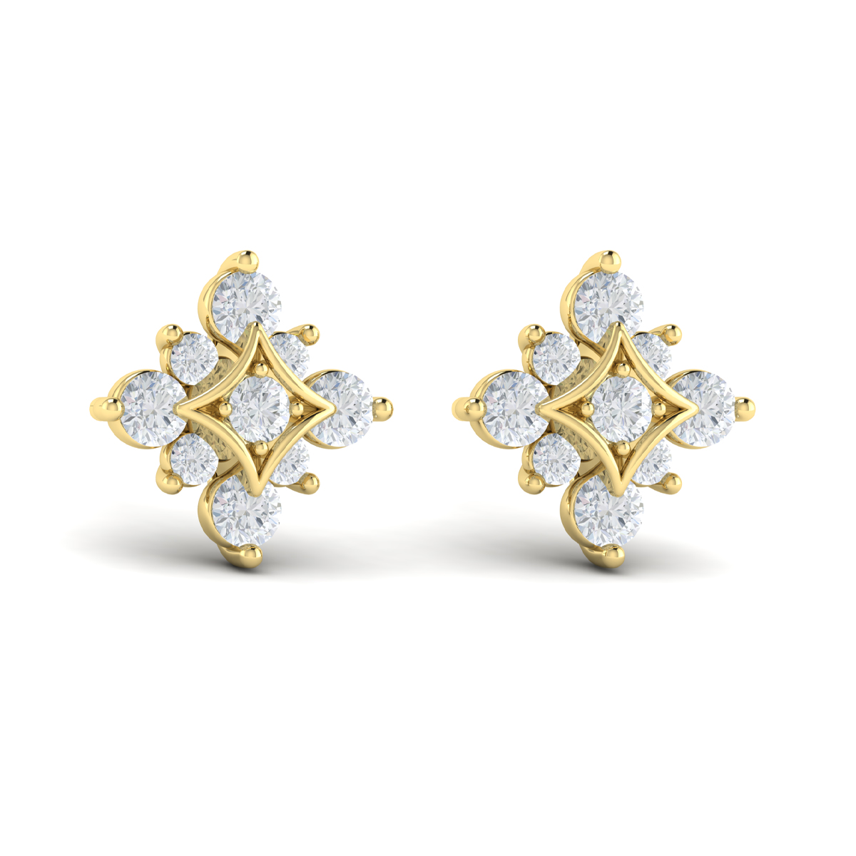 Floating Diamond Star Stud Earrings
