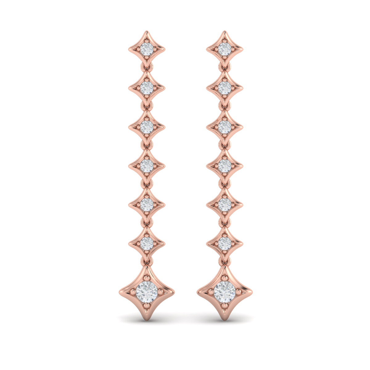 Diamond Vlora Star Long Drop Statement Earrings