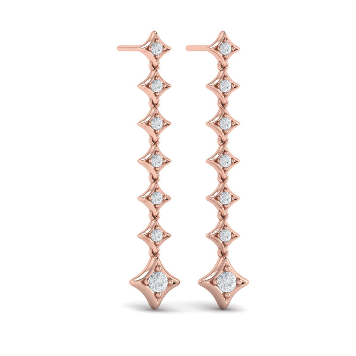 Diamond Vlora Star Long Drop Statement Earrings