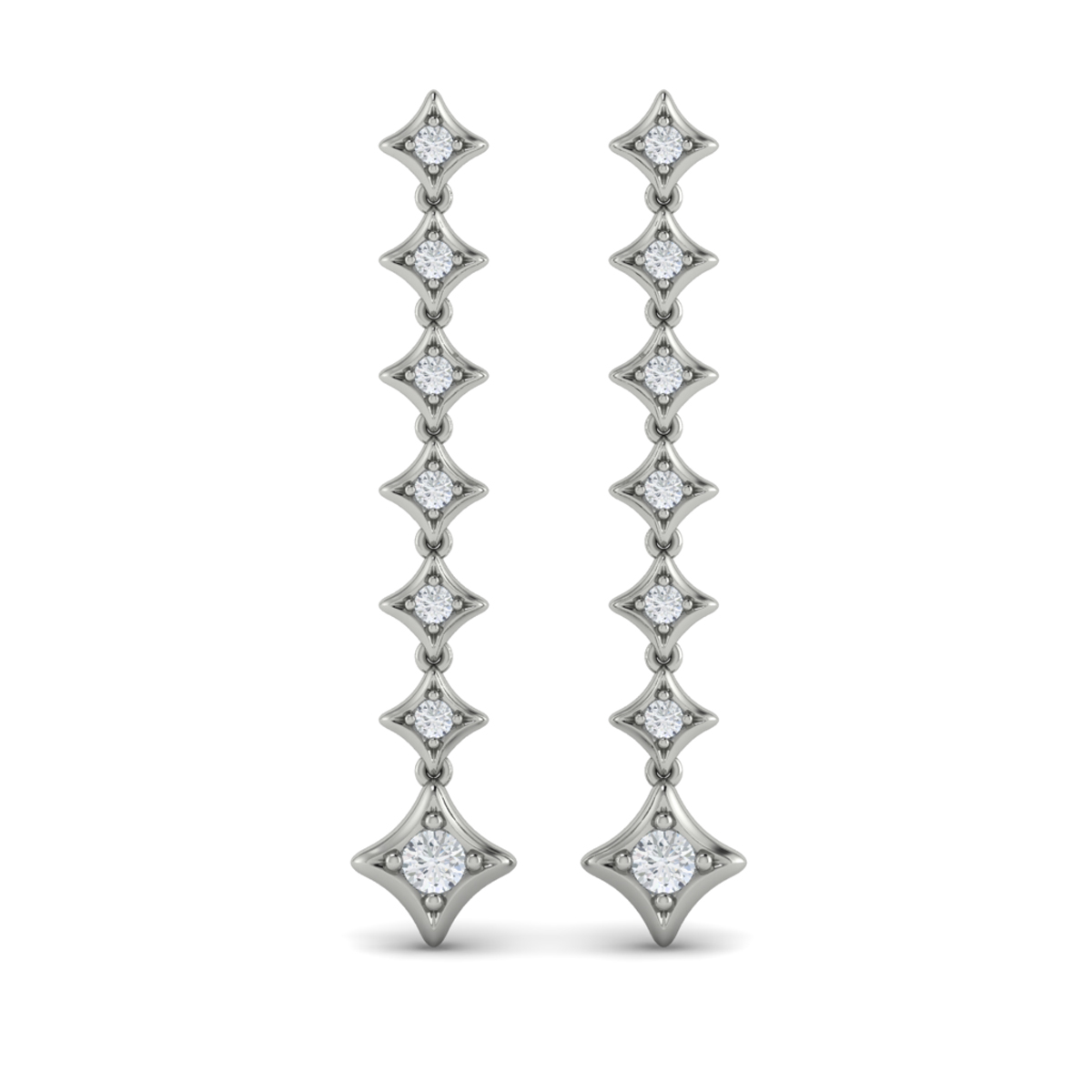 Diamond Vlora Star Long Drop Statement Earrings