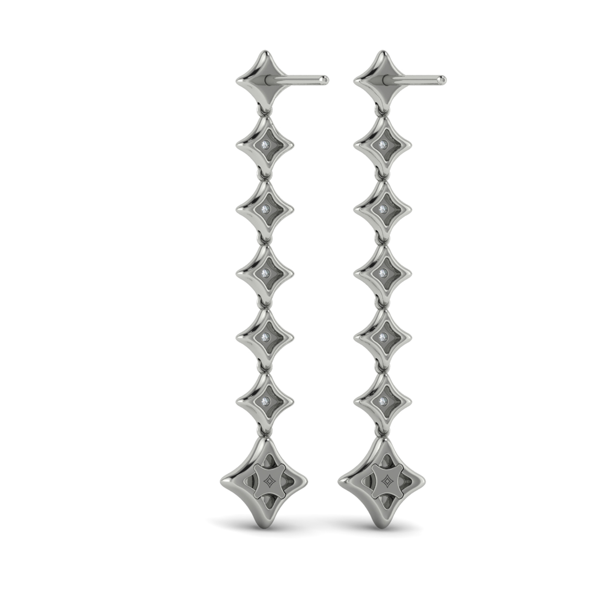 Diamond Vlora Star Long Drop Statement Earrings