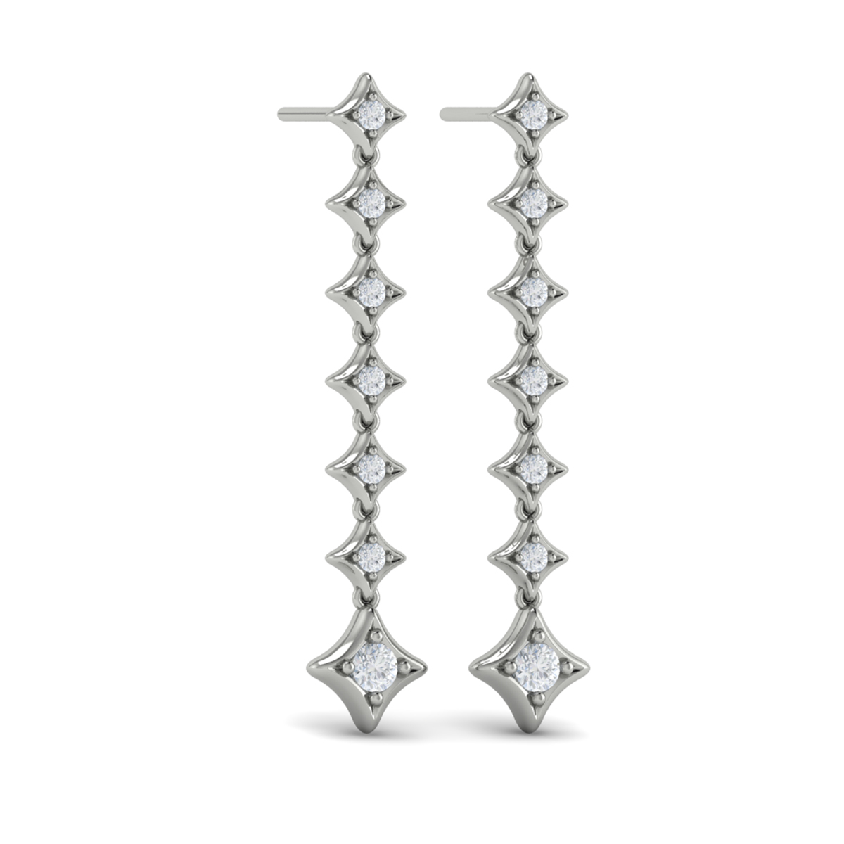 Diamond Vlora Star Long Drop Statement Earrings