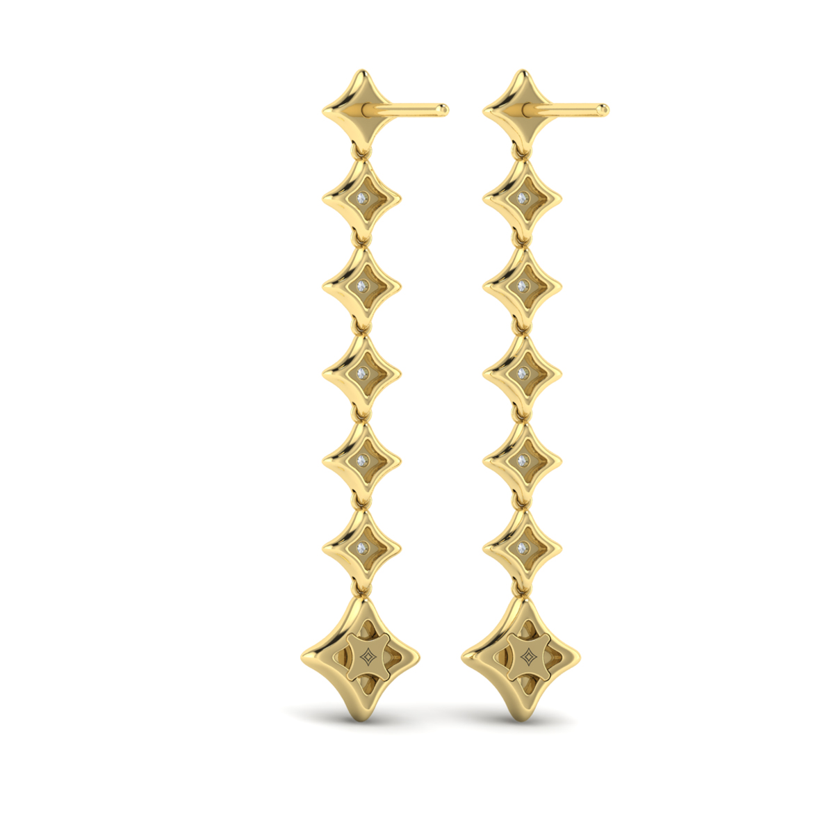 Diamond Vlora Star Long Drop Statement Earrings
