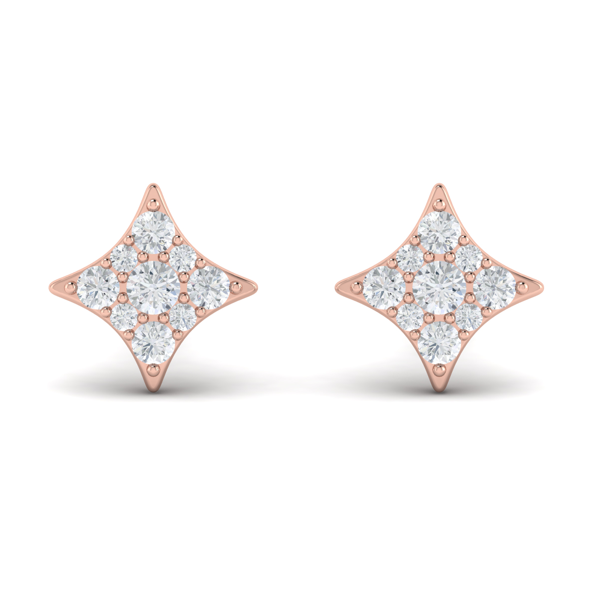 Diamond Cluster Star Stud Earrings