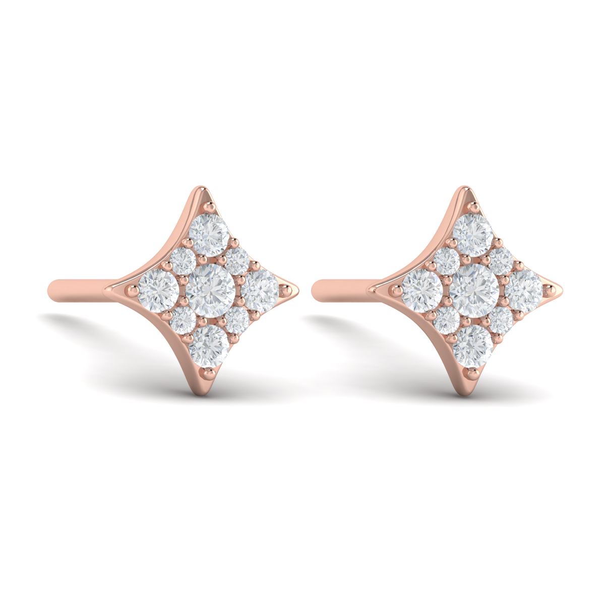 Diamond Cluster Star Stud Earrings