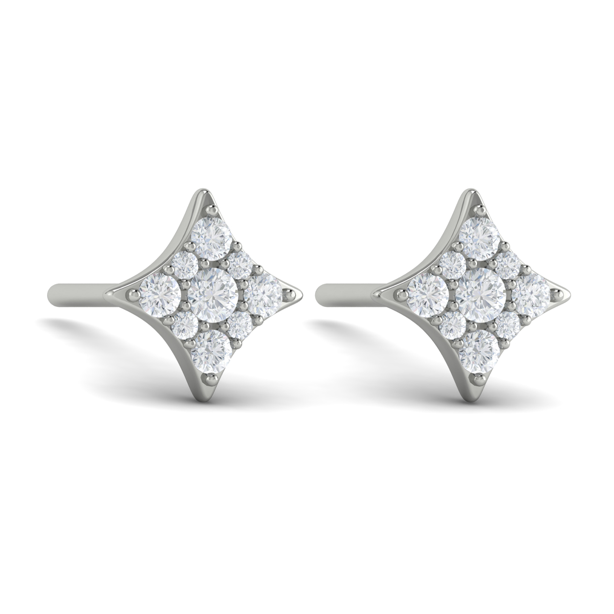 Diamond Cluster Star Stud Earrings
