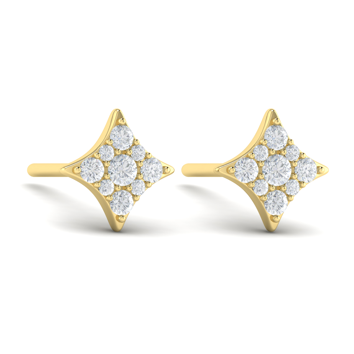 Diamond Cluster Star Stud Earrings
