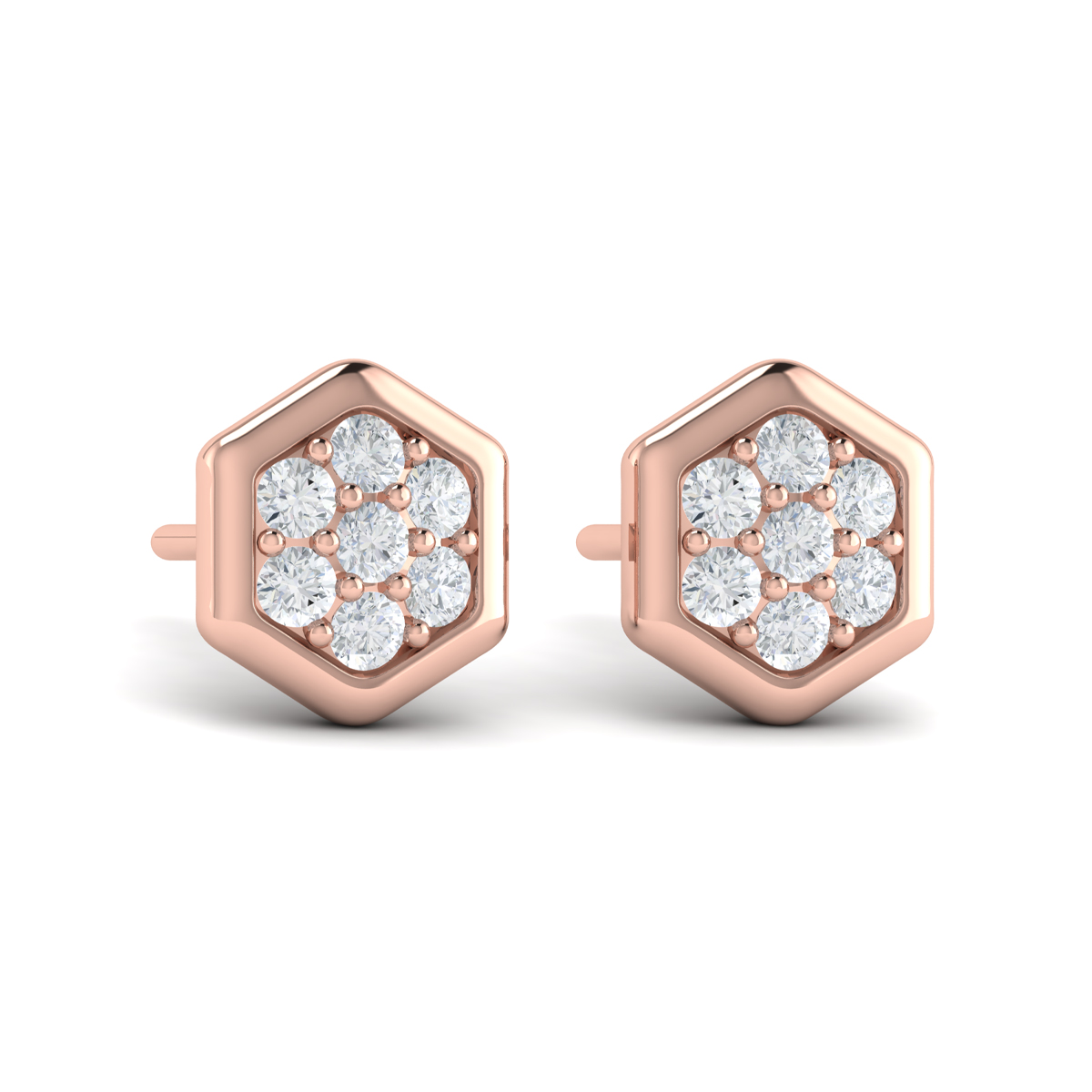 Diamond Cluster Honeycomb Stud Earrings