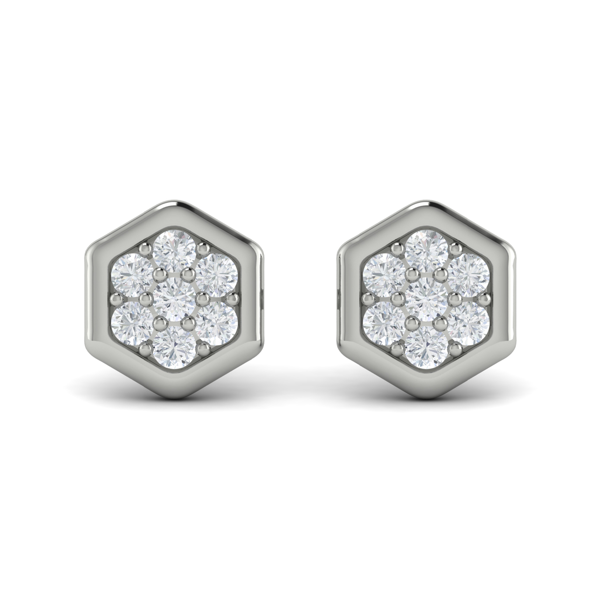 Diamond Cluster Honeycomb Stud Earrings