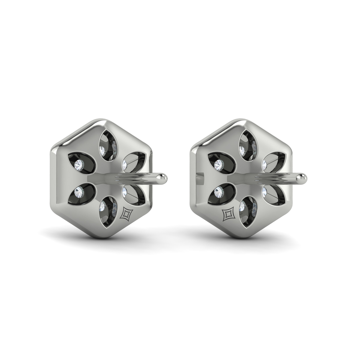 Diamond Cluster Honeycomb Stud Earrings