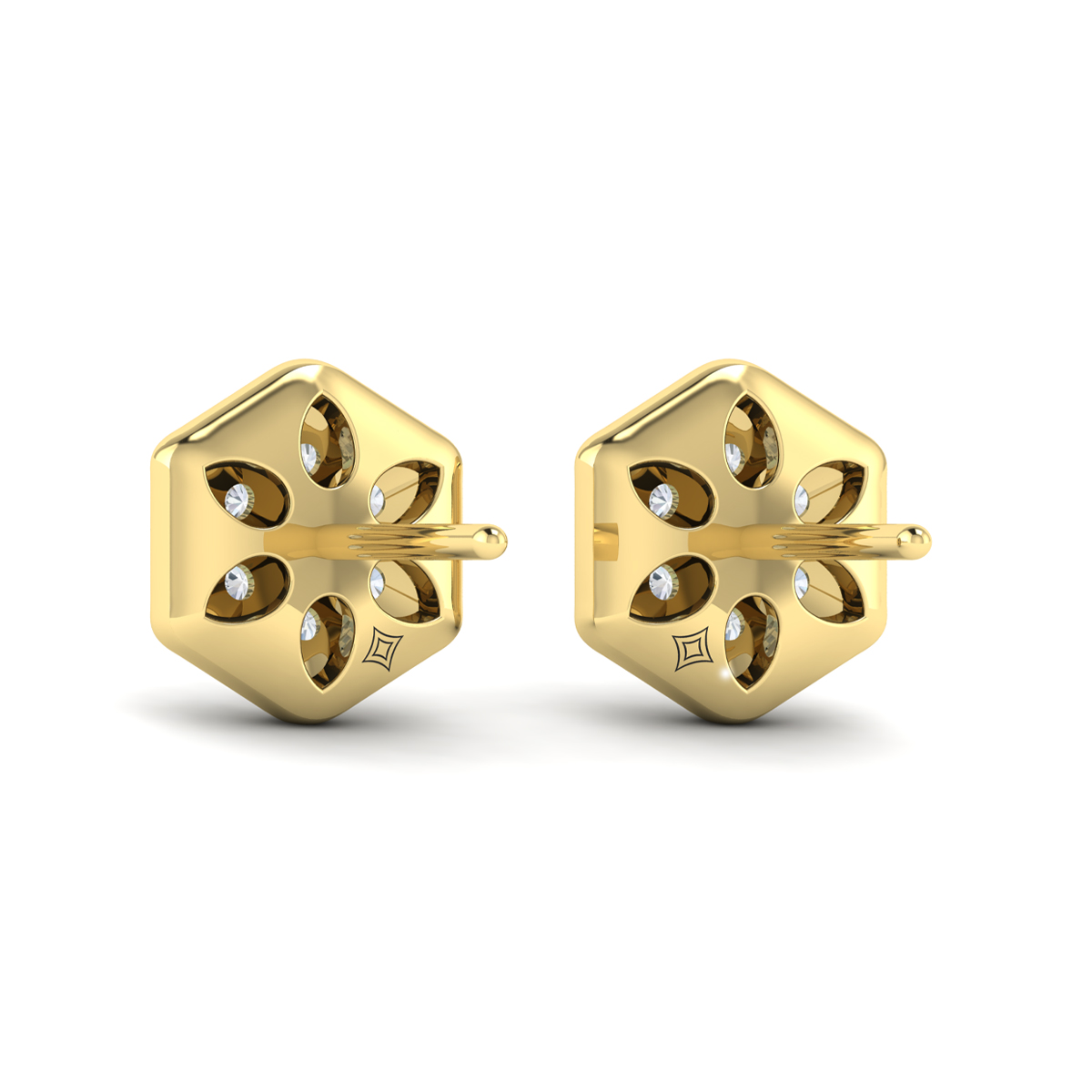 Diamond Cluster Honeycomb Stud Earrings