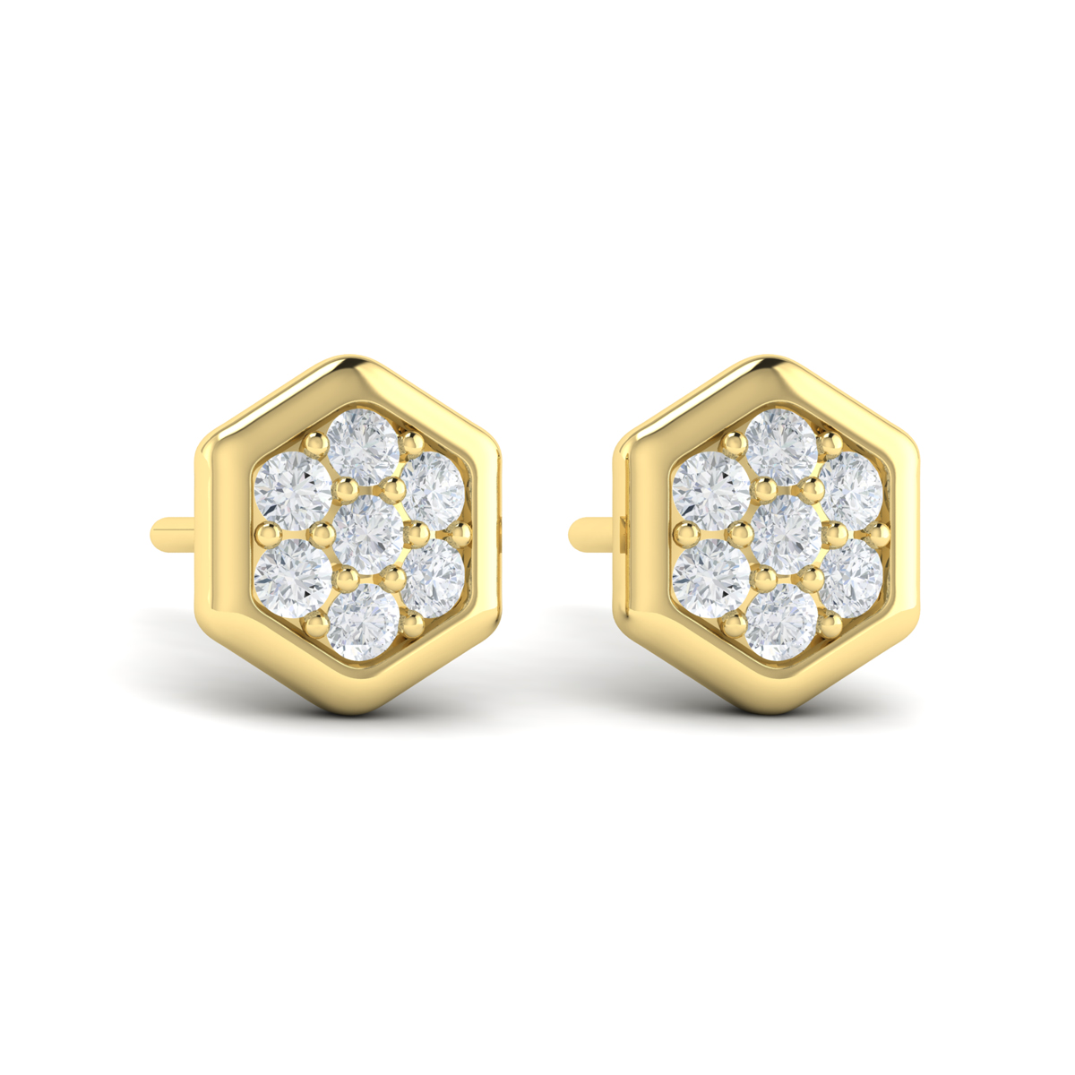 Diamond Cluster Honeycomb Stud Earrings