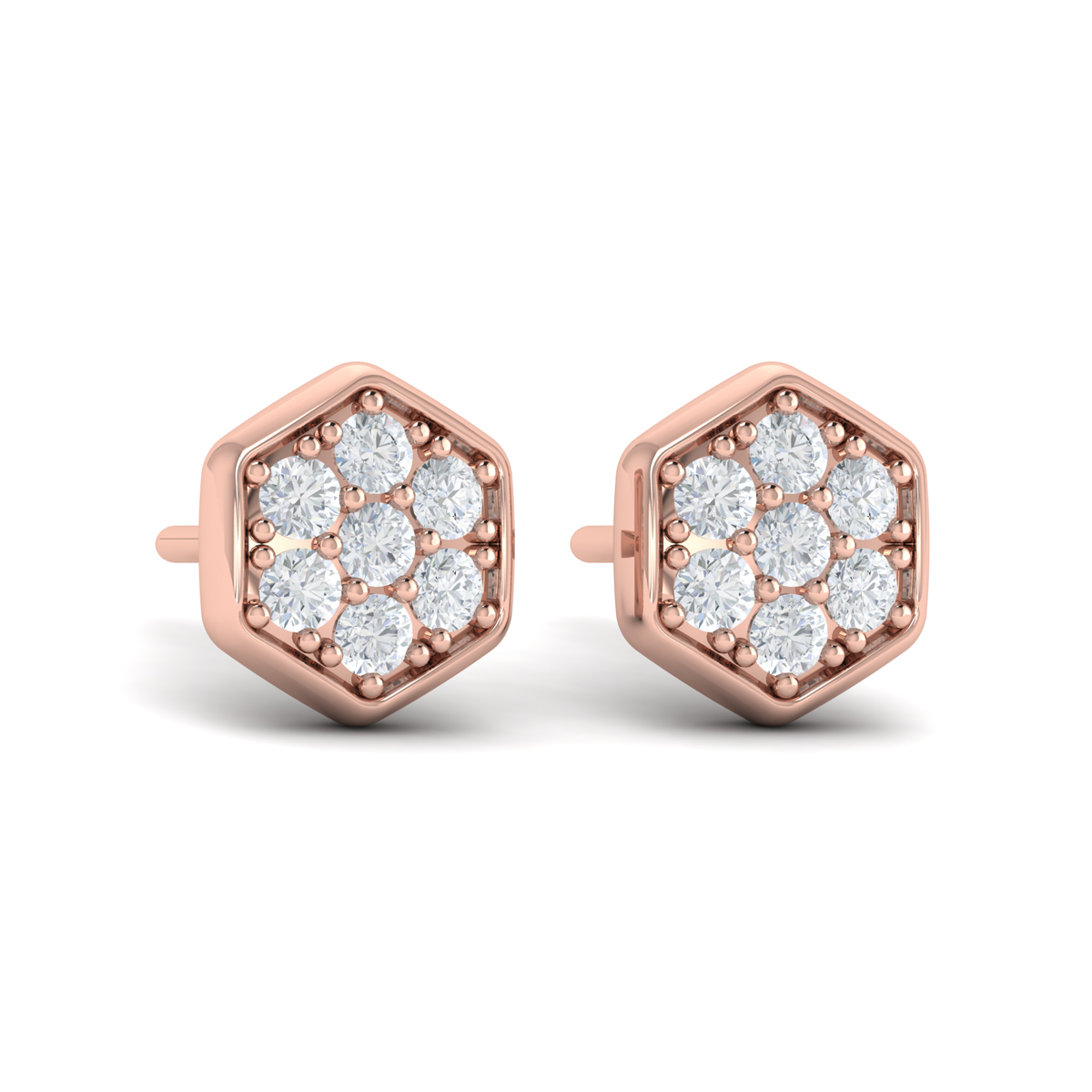 Diamond Cluster Honeycomb Stud Earrings