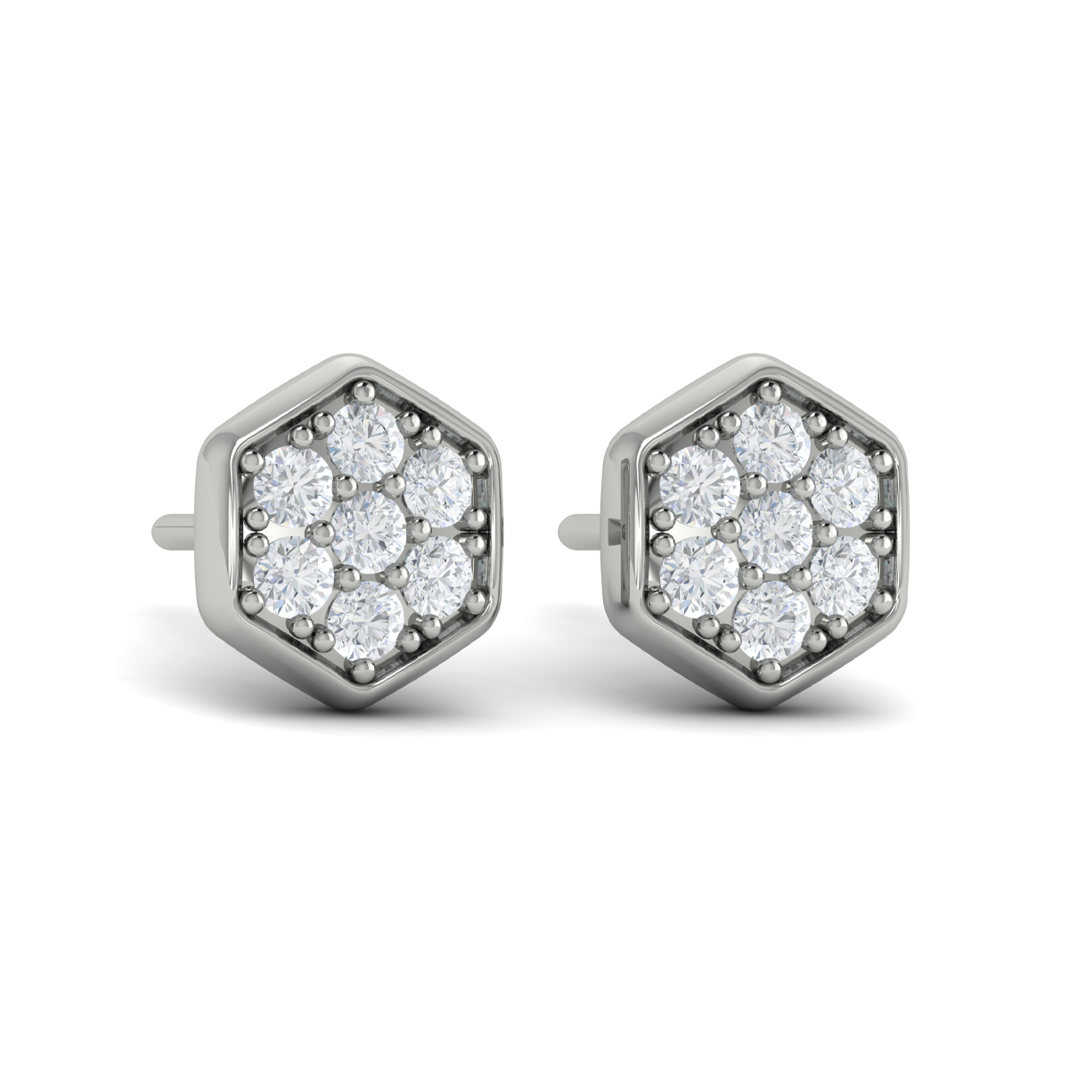 Diamond Cluster Honeycomb Stud Earrings