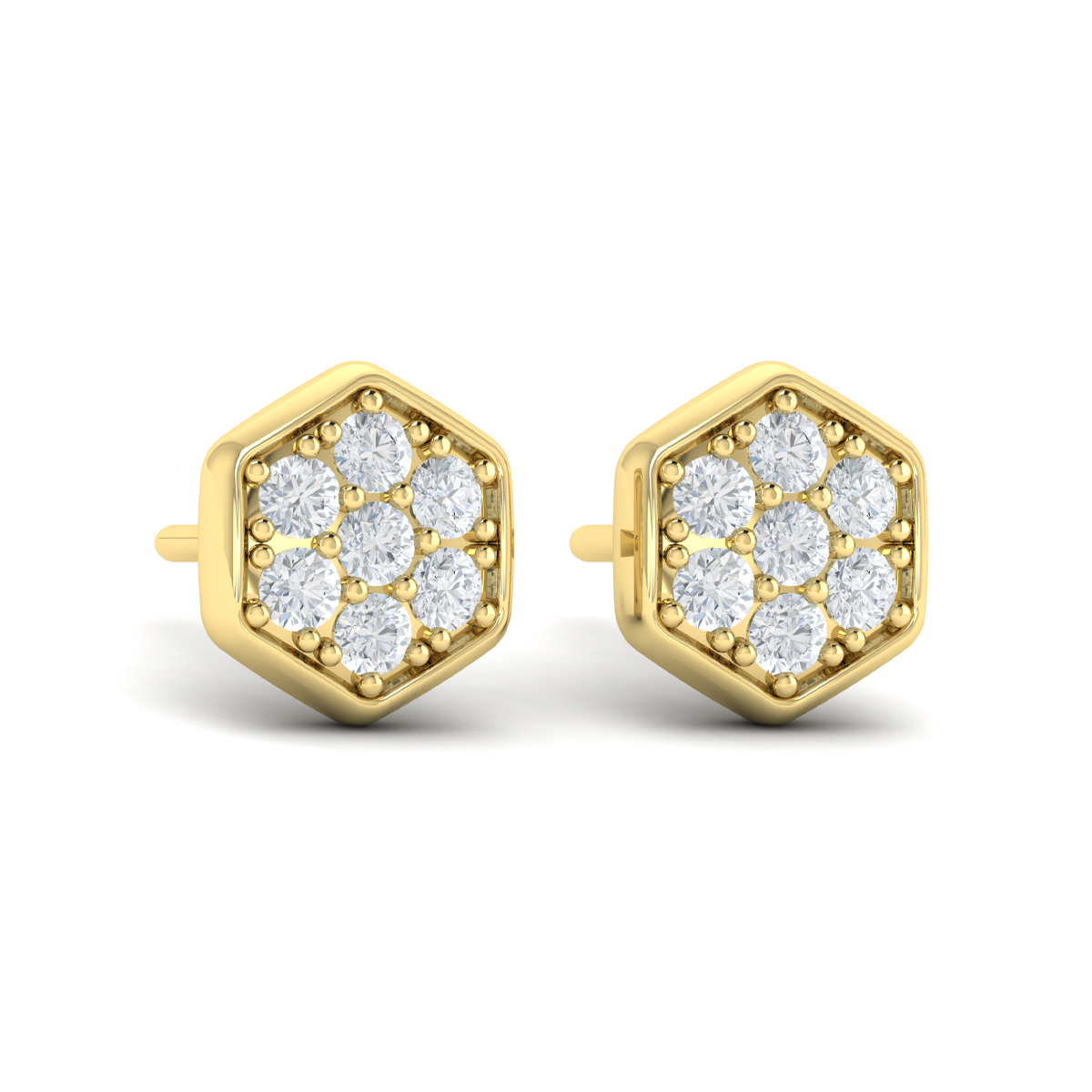 Diamond Cluster Honeycomb Stud Earrings