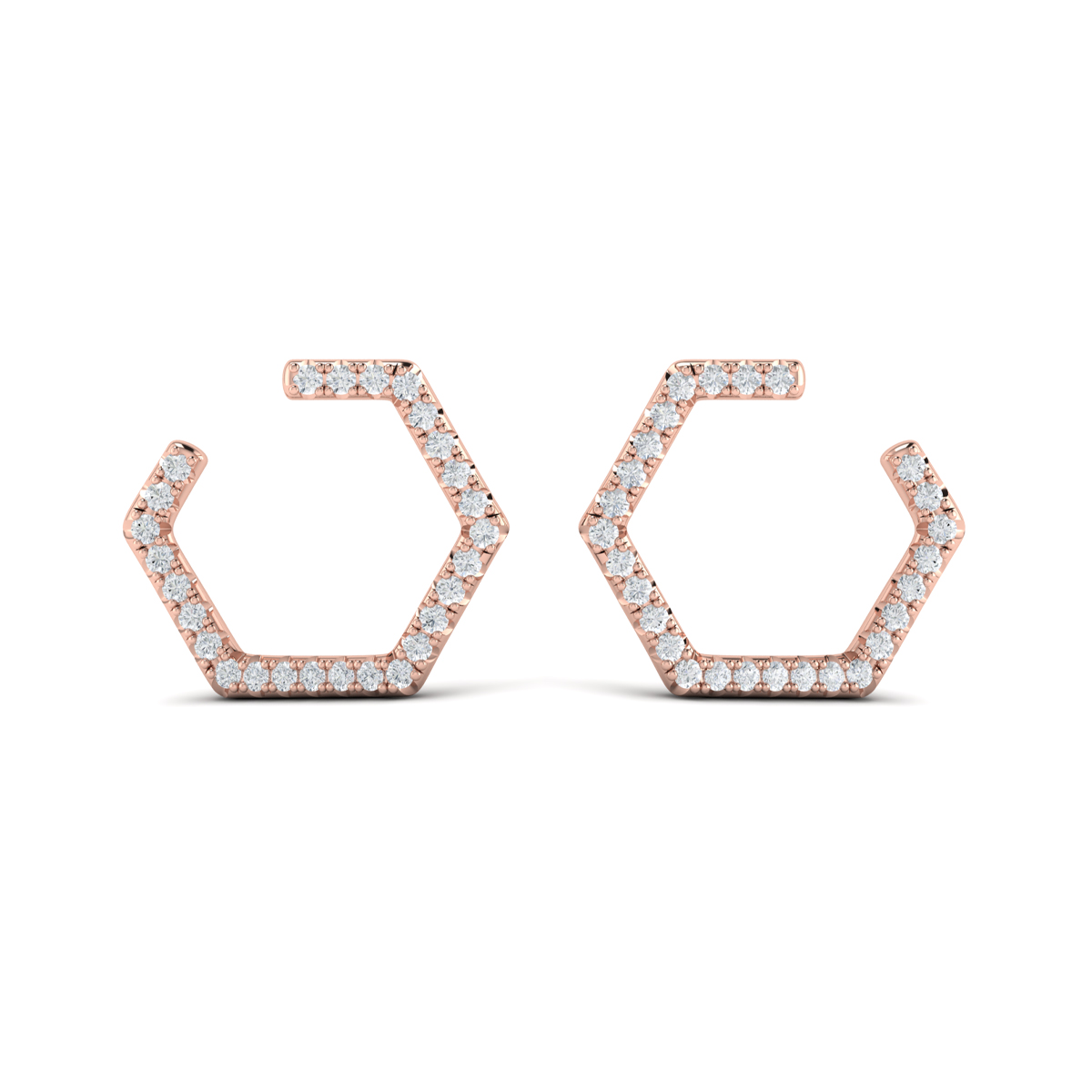 Diamond Forward-Facing Honeycomb Open Hoop Earrings