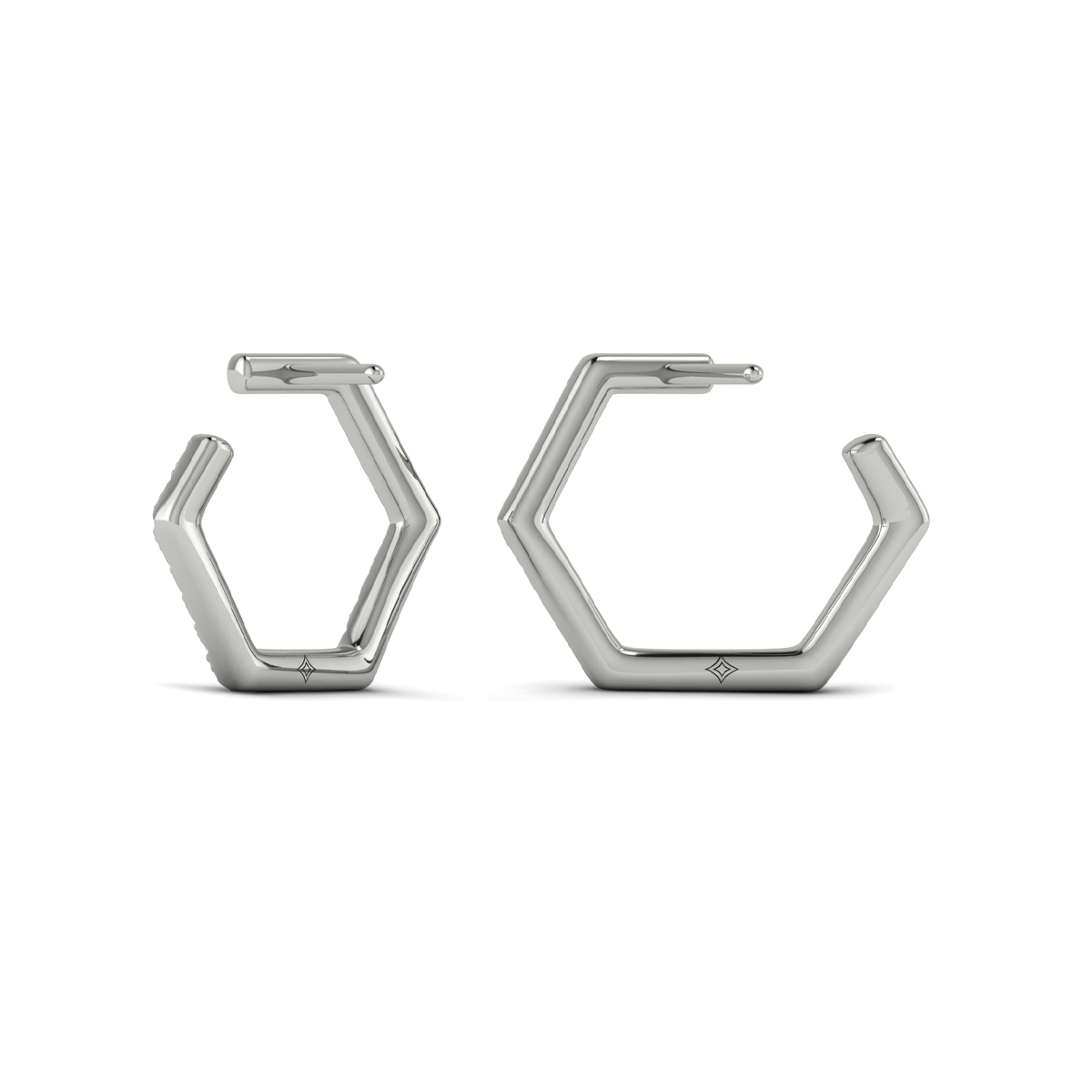 Diamond Forward-Facing Honeycomb Open Hoop Earrings