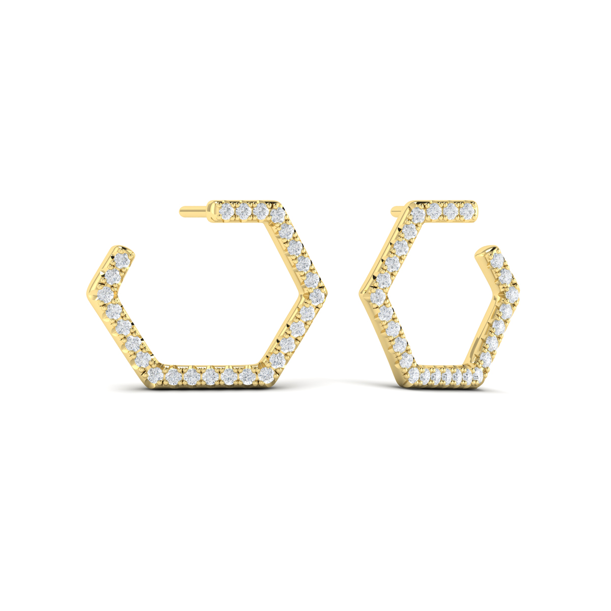 Diamond Forward-Facing Honeycomb Open Hoop Earrings