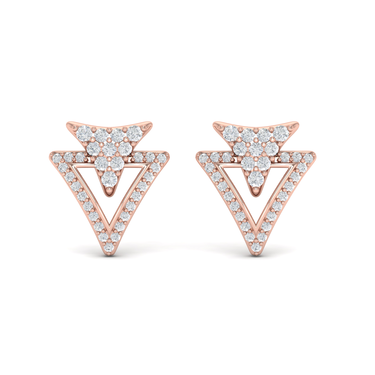 Diamond Double Trinity Open Stud Earrings