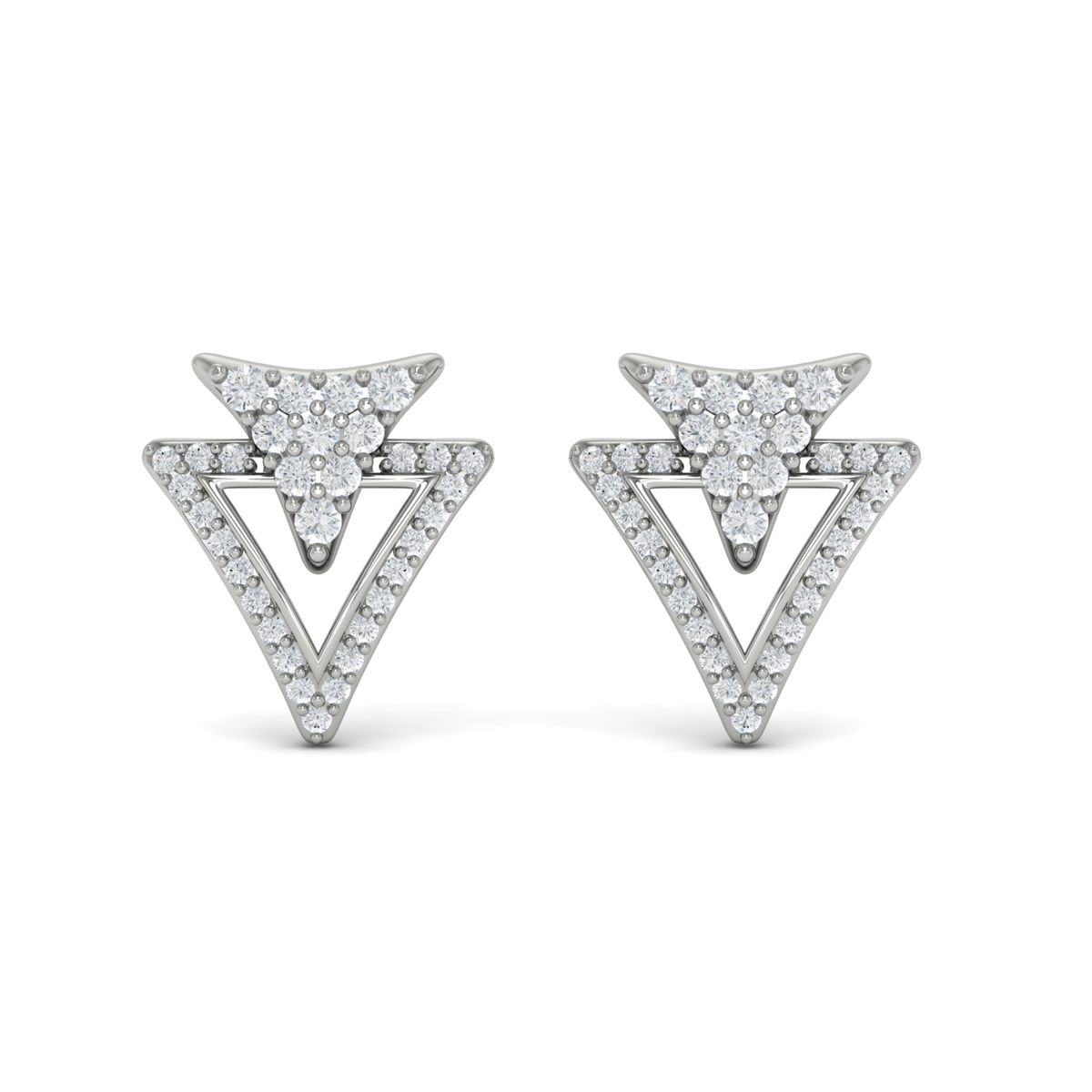 Diamond Double Trinity Open Stud Earrings