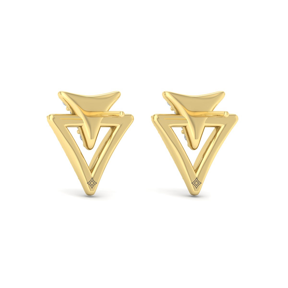 Diamond Double Trinity Open Stud Earrings