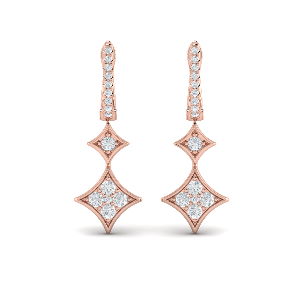 Diamond Double Vlora Star Drop Huggie Earrings
