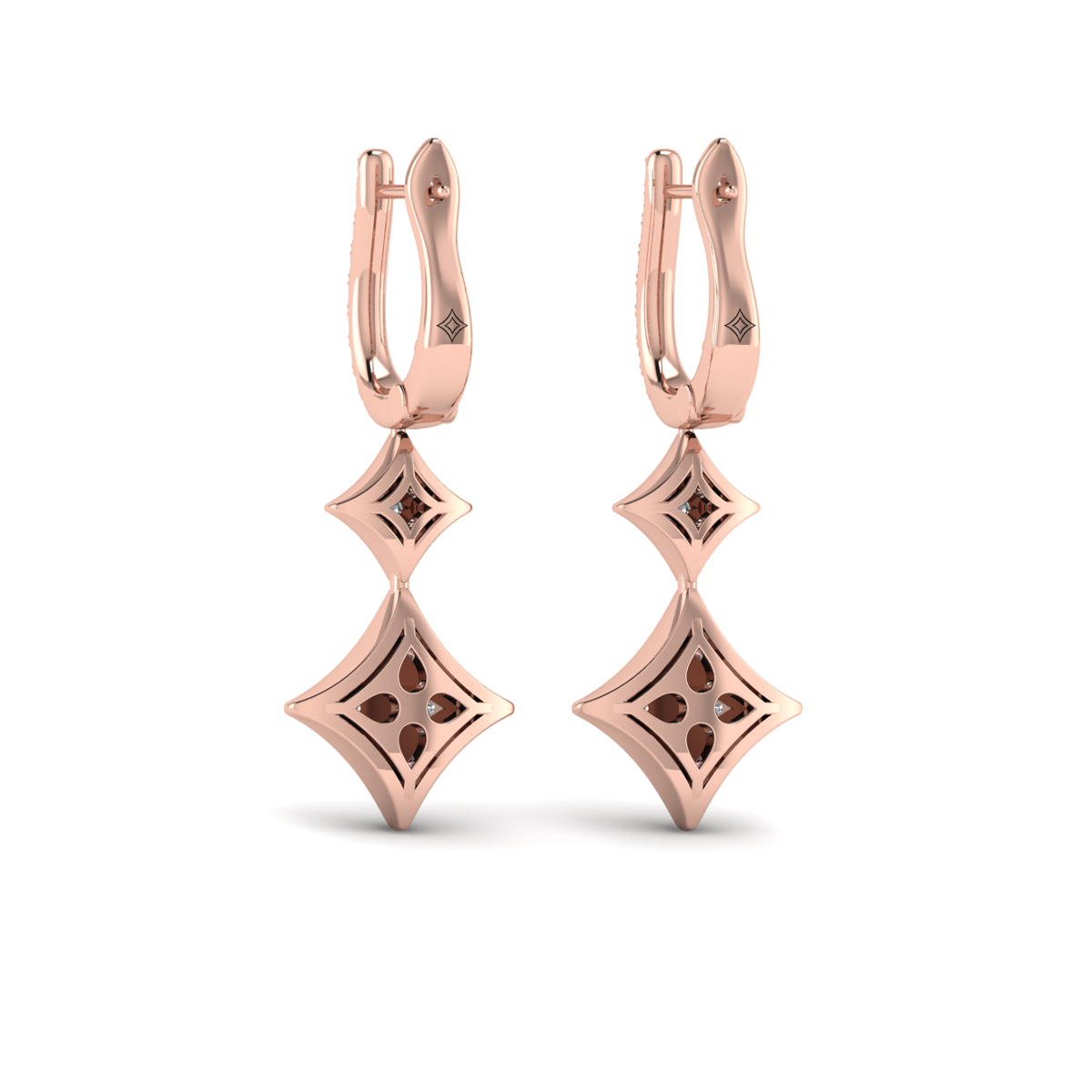 Diamond Double Vlora Star Drop Huggie Earrings