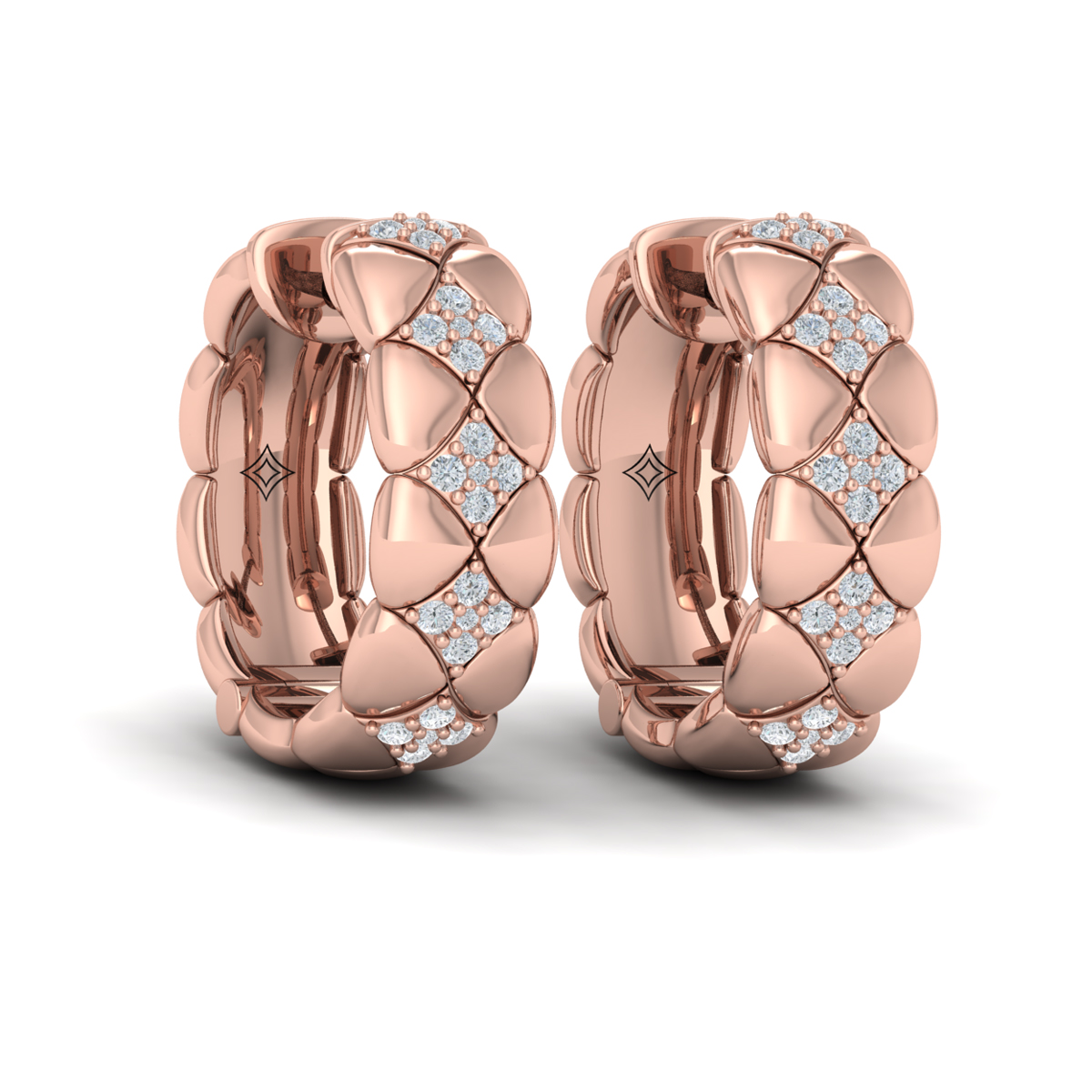 Diamond Cluster Barrel Earrings