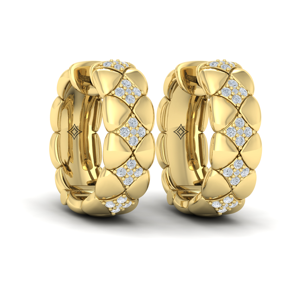 Diamond Cluster Barrel Earrings