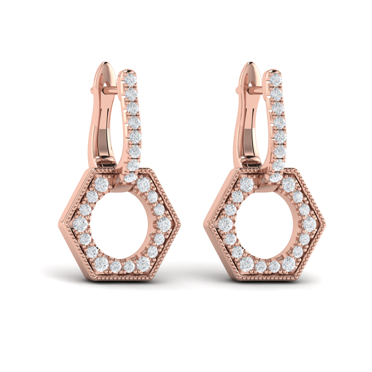 Diamond Open Honeycomb Drop Earrings