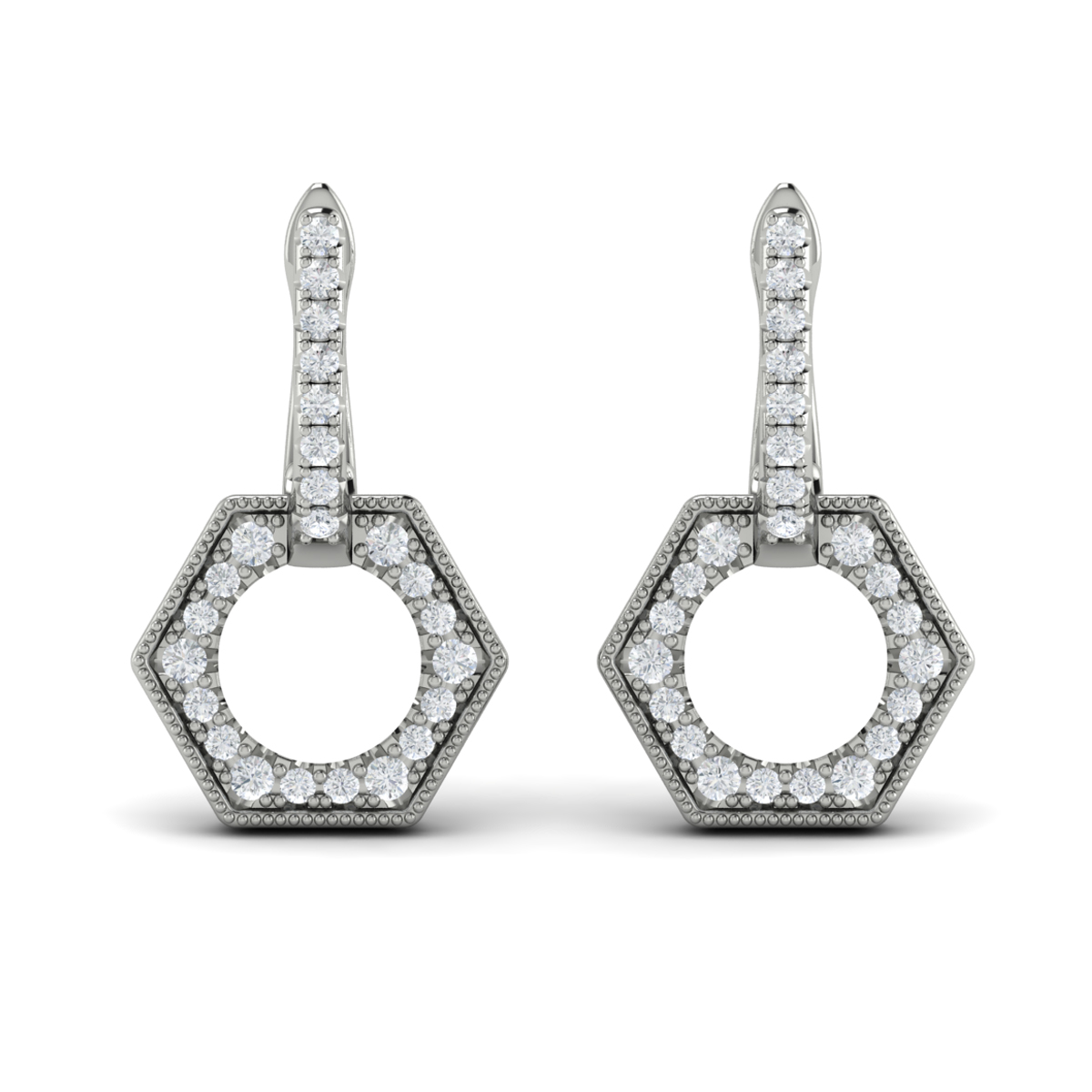 Diamond Open Honeycomb Drop Earrings
