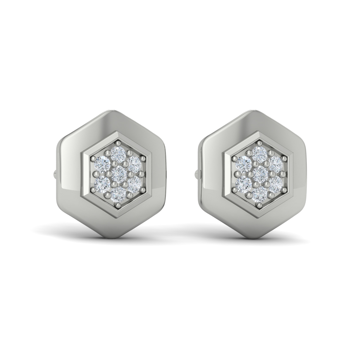 Diamond Cluster Honeycomb Stud Earrings