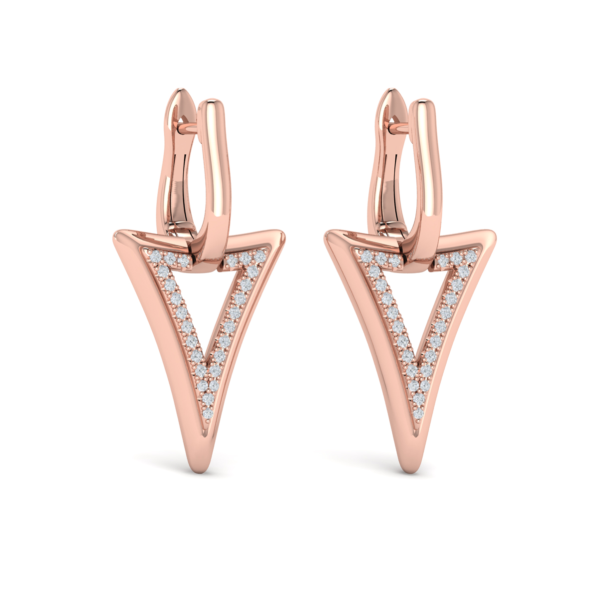 Diamond Open Double Trinity Huggie Earrings
