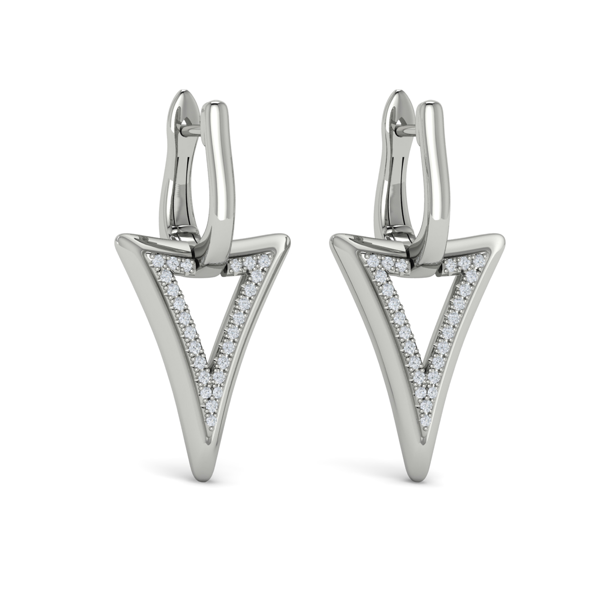 Diamond Open Double Trinity Huggie Earrings